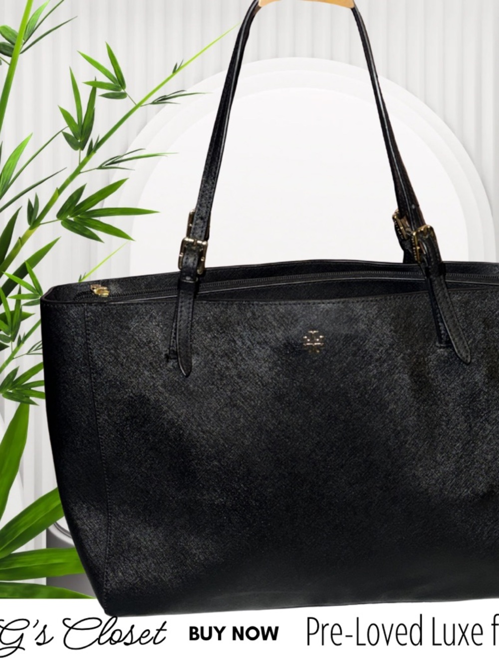 Tory Burch Black Saffiano Leather Tote